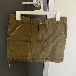 Free people army green mini skirt